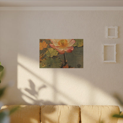 Autumn Lotus Flower Herbarium Canvas Art | Rustic Decor