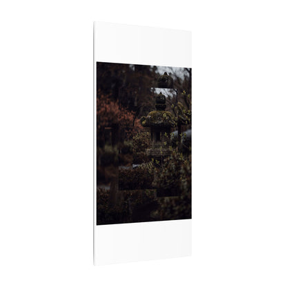 Stone Lantern Spring Canvas Art | Dark Japandi Bold Design