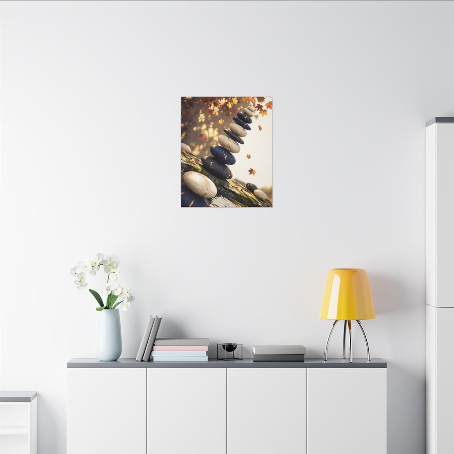 Ma River Stones Canvas Art - Kintsugi Gold Vein