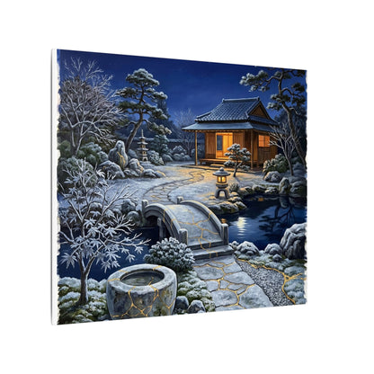 Moonlit Garden Winter Canvas Art | Kintsugi Artful Design