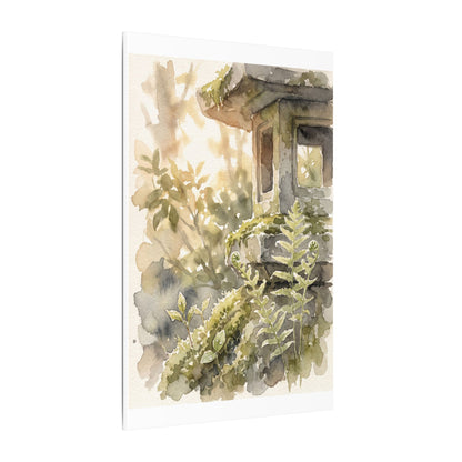 Earthy Stone Lantern Canvas Art - Watercolor Japandi
