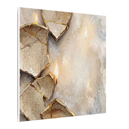 Broken Pottery Winter Canvas Art | Japandi Warm Design