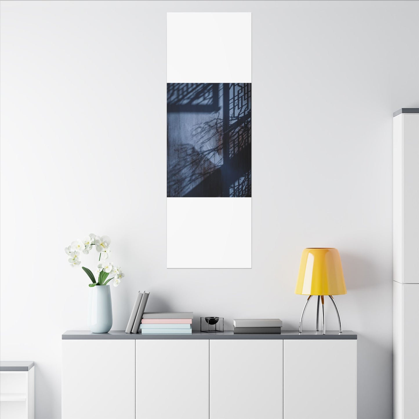 Shadow Play Moody Minimal Canvas Art | Moody Dark Japandi Art