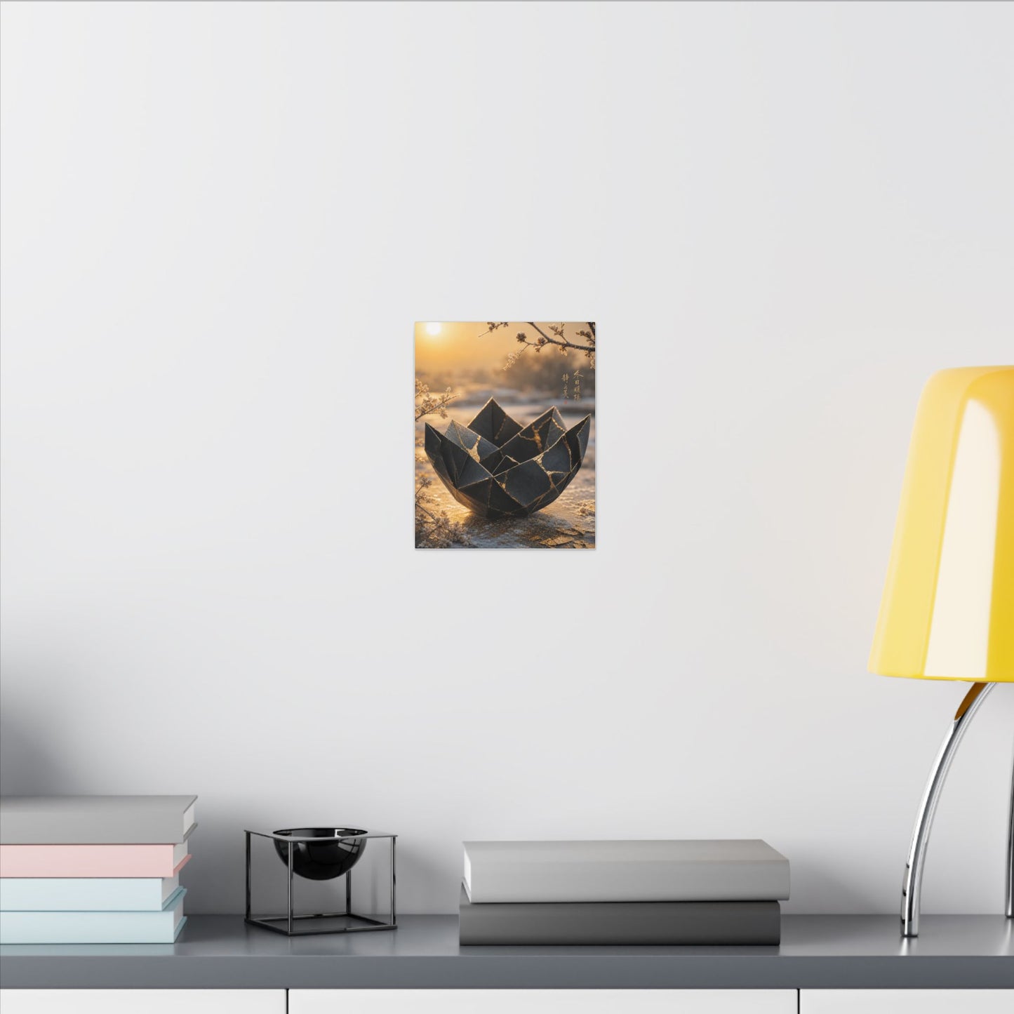 Kintsugi Paper Fold in Golden Hour | Gold Repair Canvas Art