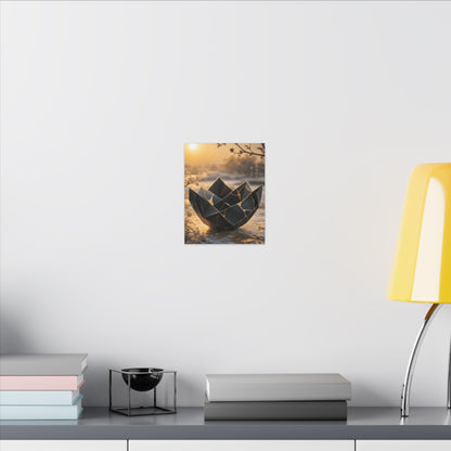 Kintsugi Paper Fold in Golden Hour | Gold Repair Canvas Art