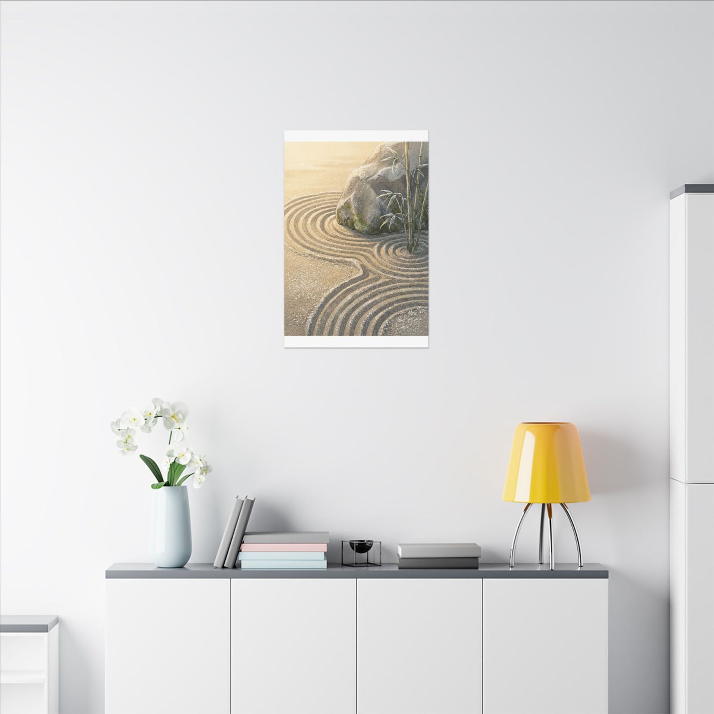Rock Garden Winter Canvas Art | Zen Peaceful Design
