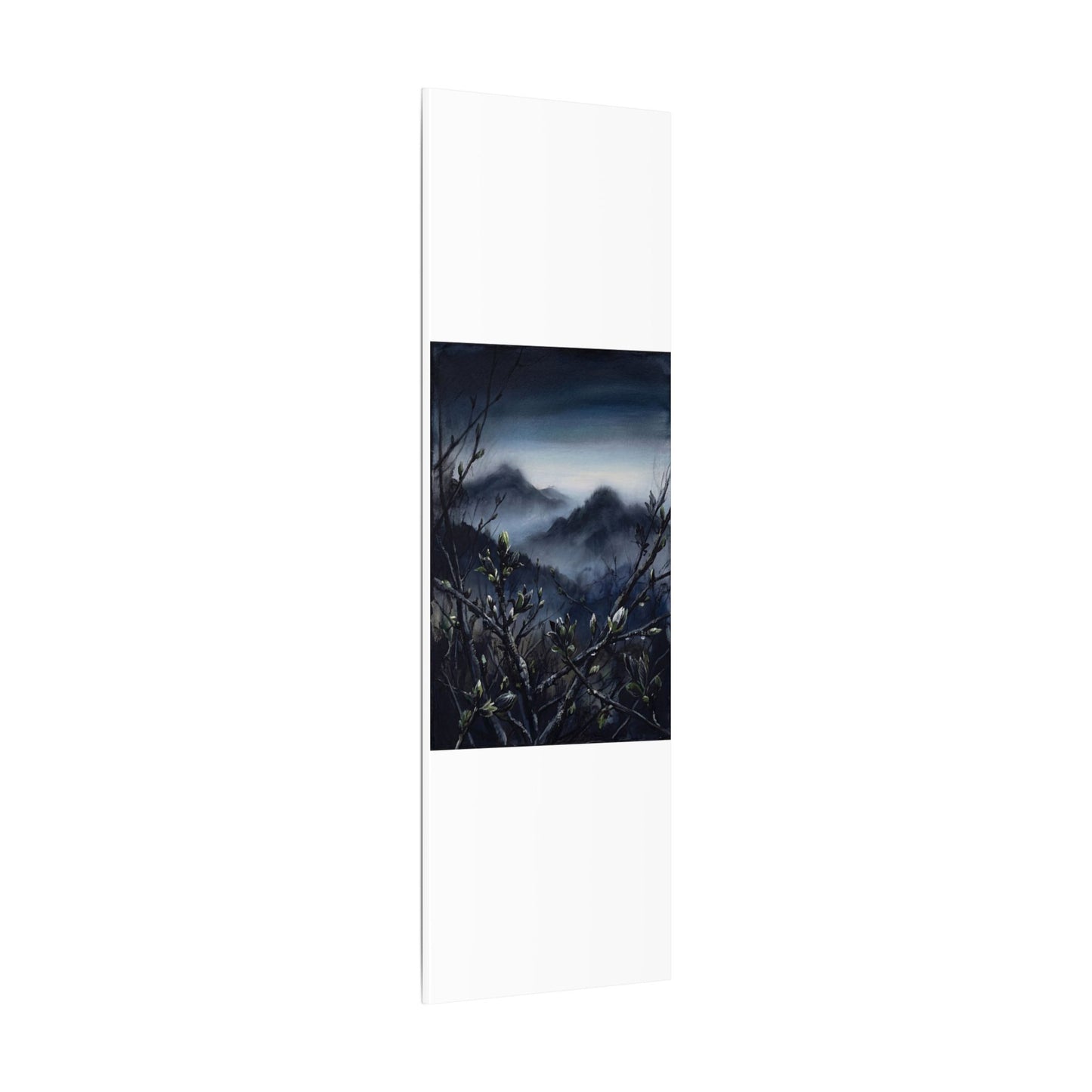 Mountain Mist Spring Canvas Art | Dark Japandi Atmospheric Design