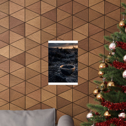 Dark Japandi Ceramic Bowl in Golden Hour | Dark Texture Wall Art Print
