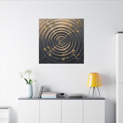Kanso Water Ripple Canvas Art - Kintsugi Gold Vein