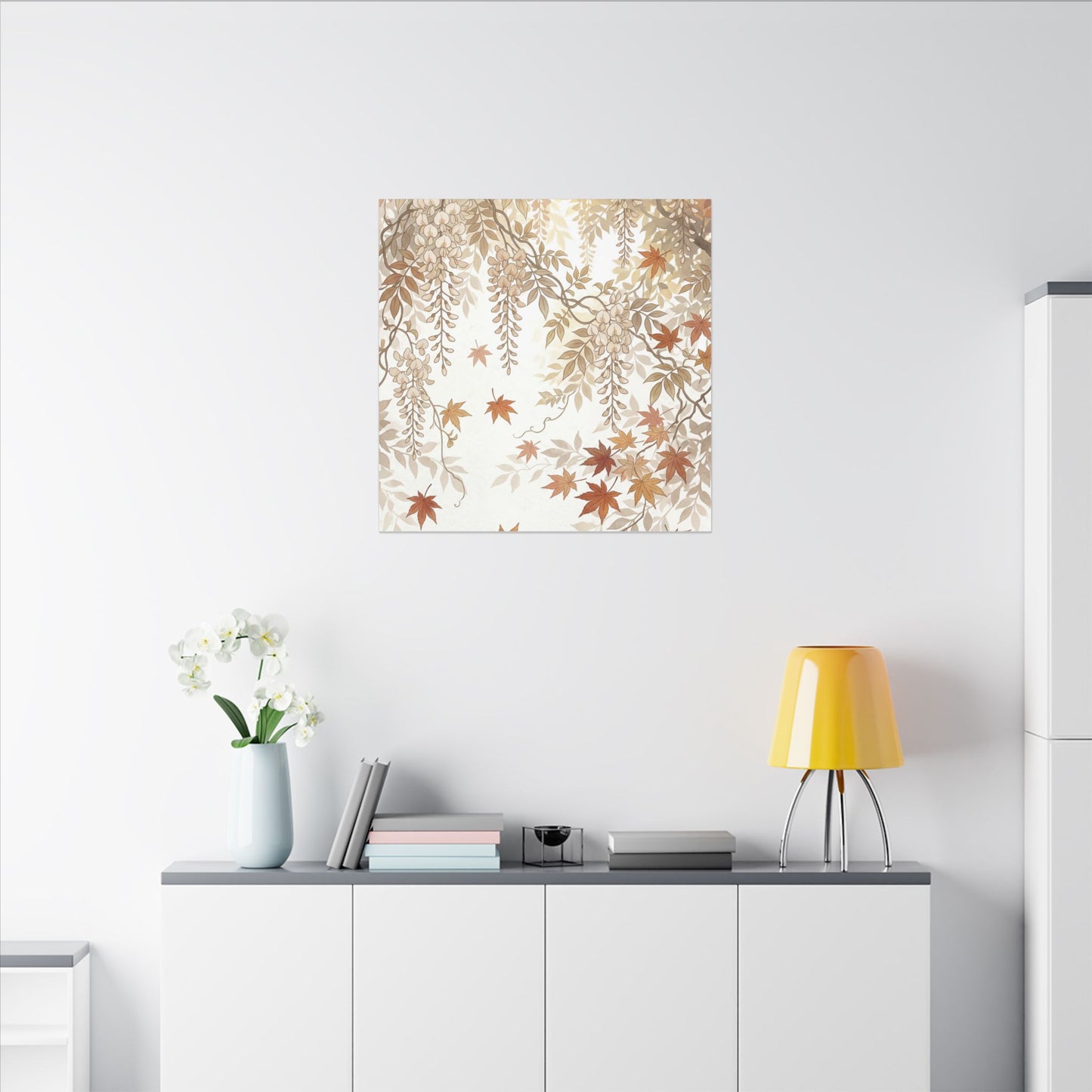Shibui Wisteria Canvas Art - Japandi Japanese Pattern