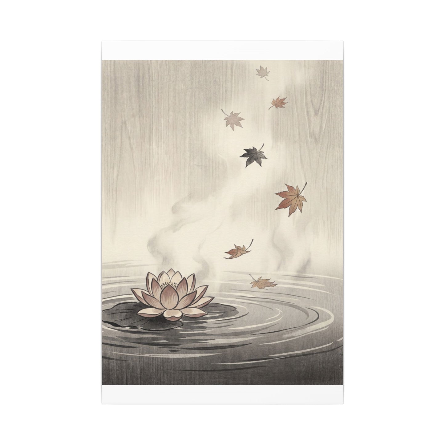 Lotus Flower Canvas Art | Autumn Zen Ukiyo E Inspired Art