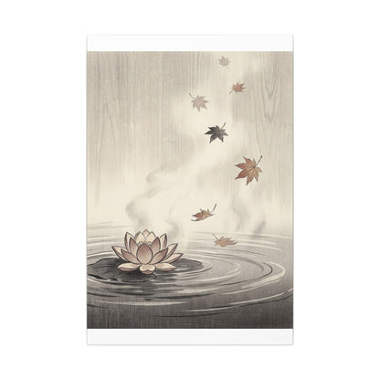 Lotus Flower Canvas Art | Autumn Zen Ukiyo E Inspired Art