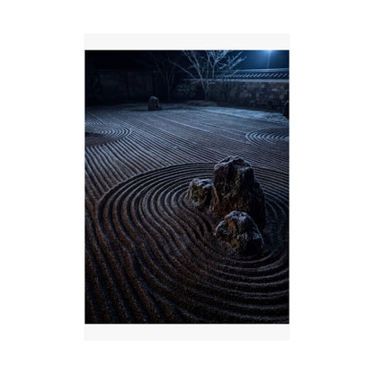 Bold Rock Garden Wall Art Print - Moody Minimal Dark Japandi