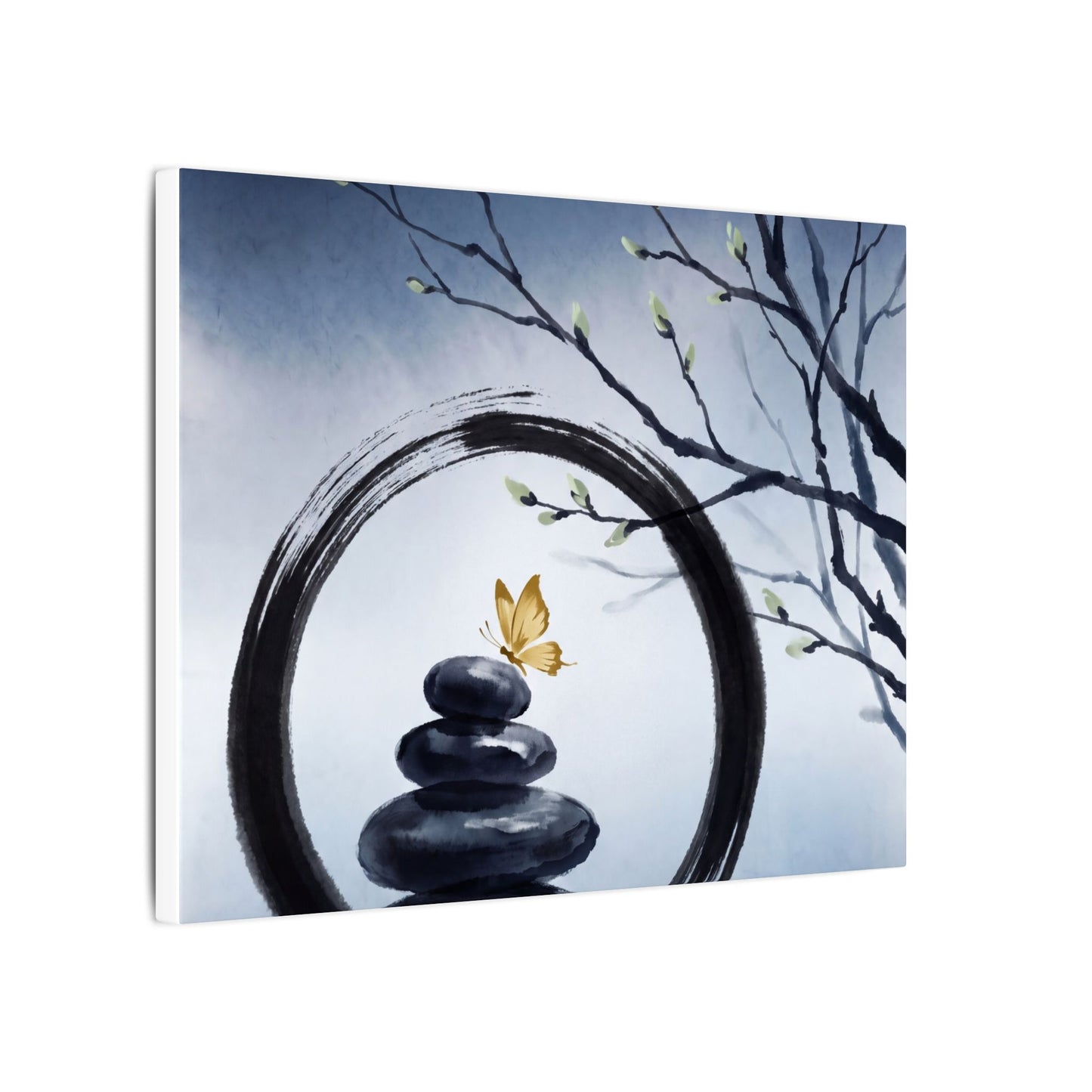 River Stones Spring Canvas Art | Zen Peaceful Design