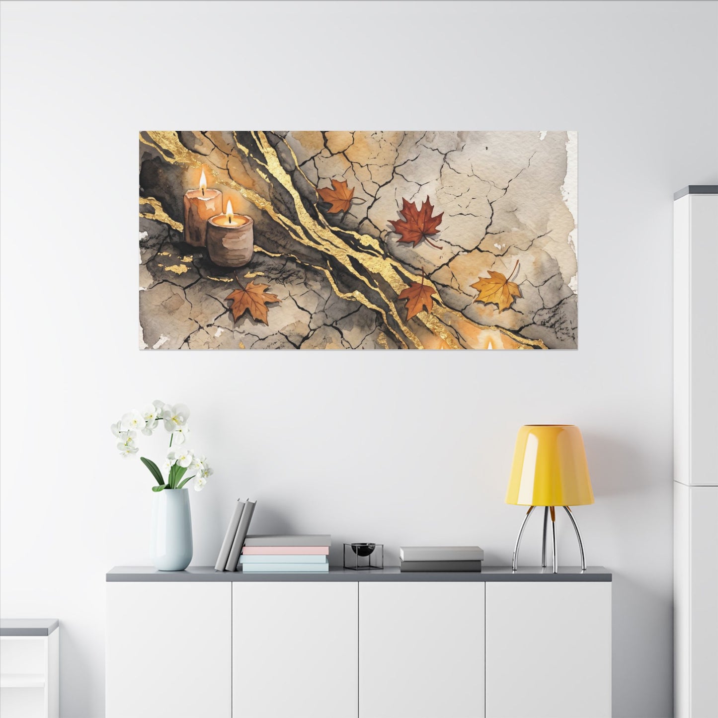 Cracked Earth Autumn Canvas Art | Japandi Warm Design