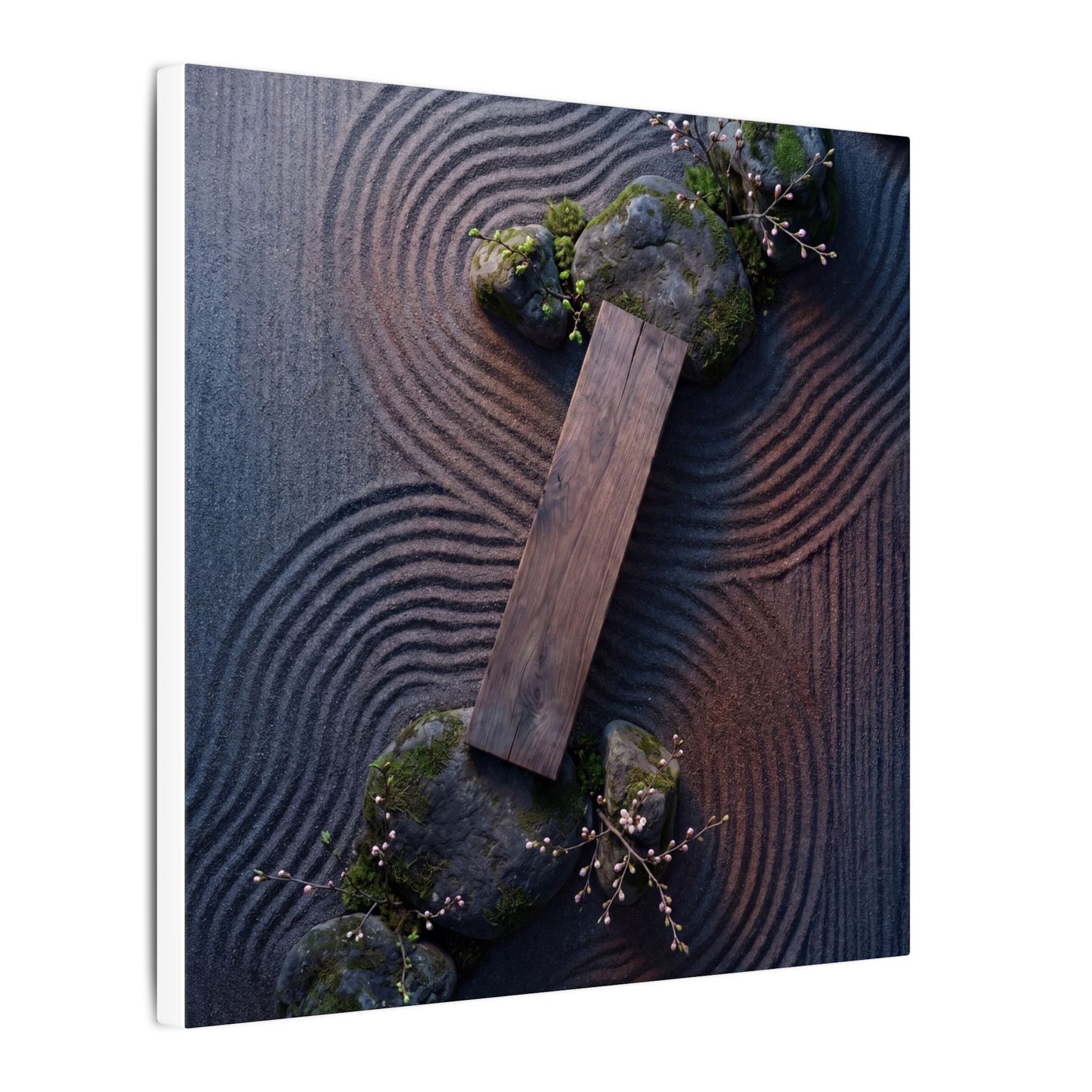 Spring Rock Garden Moody Minimal Canvas Art | Atmospheric Decor