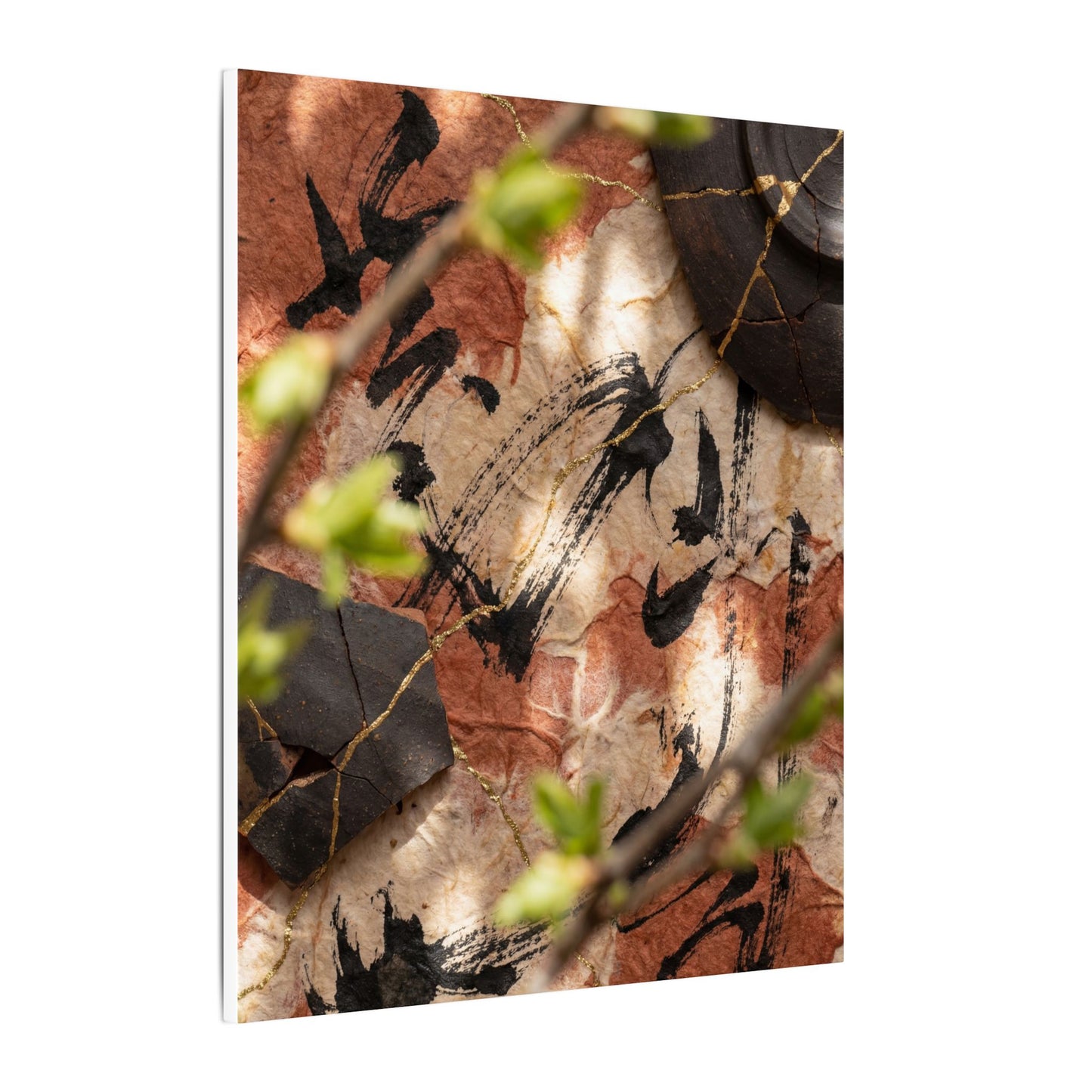 Datsuzoku Ink Brushstroke Canvas Art - Kintsugi Gold Repair