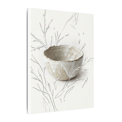 Neutral Ceramic Bowl Canvas Art - Minimal Line Japandi