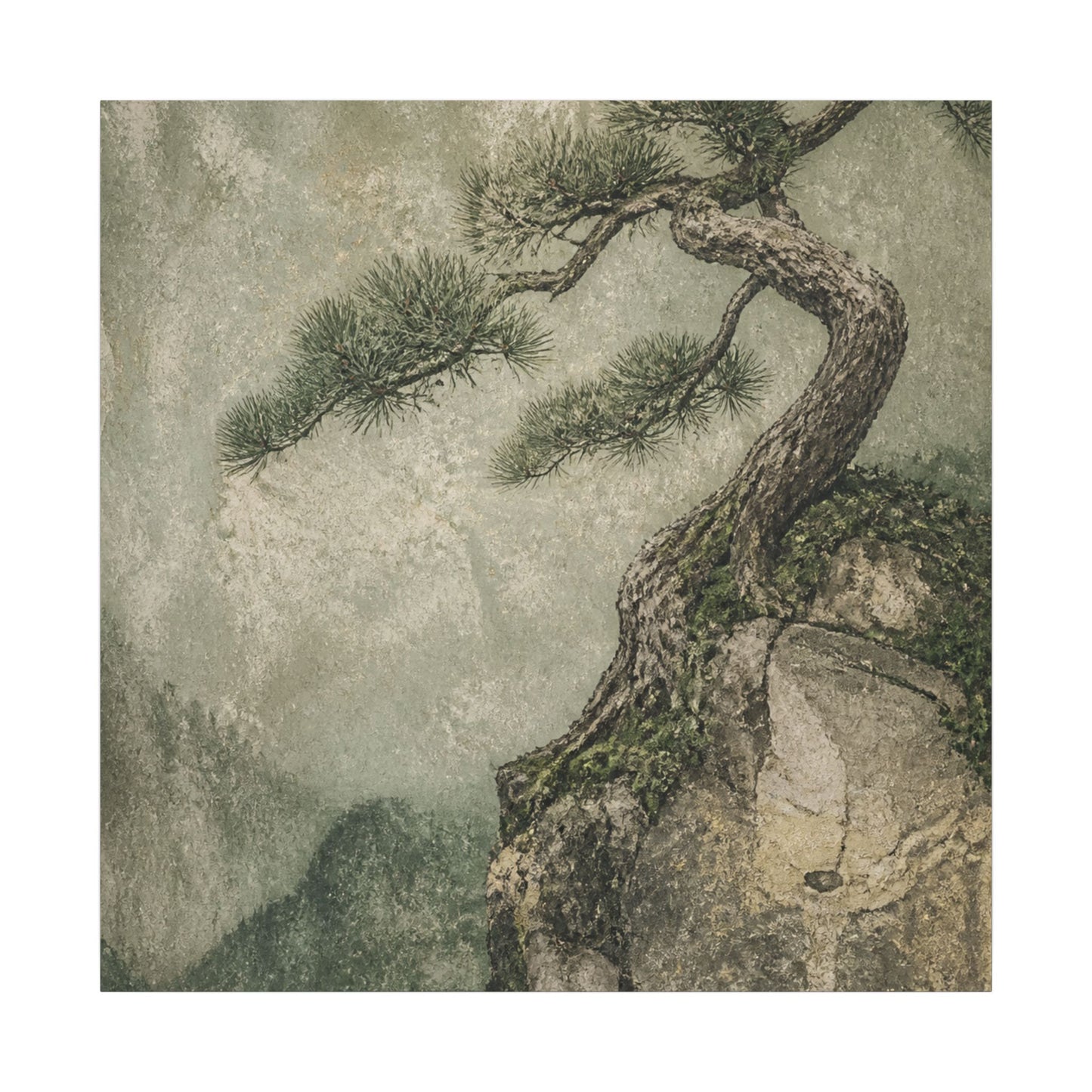 Fukinsei Pine Tree Canvas Art - Japandi Texture