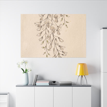 Japandi Wisteria in Golden Hour | Minimal Line Canvas Art