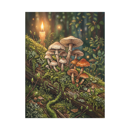 Spring Wild Mushrooms Herbarium Canvas Art | Rustic Decor