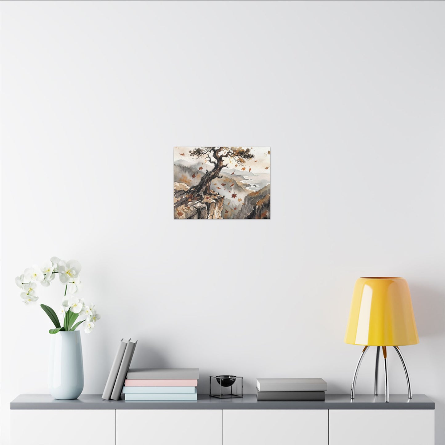 Autumn Pine Tree Watercolor Canvas Art | Warm Decor