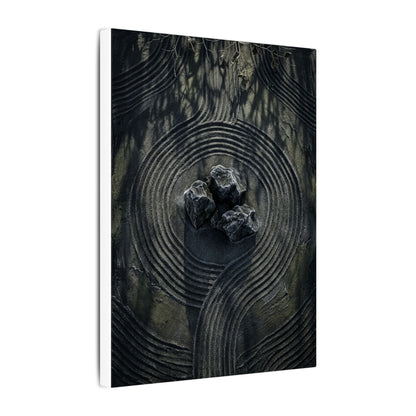 Moody Rock Garden Canvas Art - Dark Texture Dark Japandi