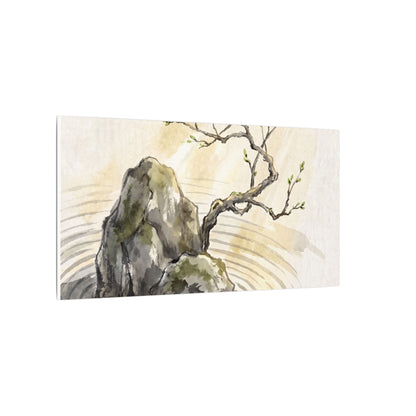 Serene Rock Garden Canvas Art - Sumi E Zen
