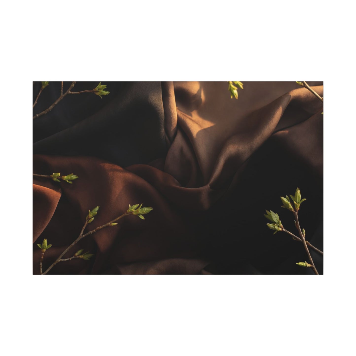 Dark Japandi Silk Drape in Golden Hour | Moody Minimal Canvas Art Art Print