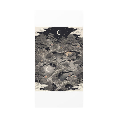 Moonlit Garden Ukiyo E Inspired Canvas Art | Serene Zen Art