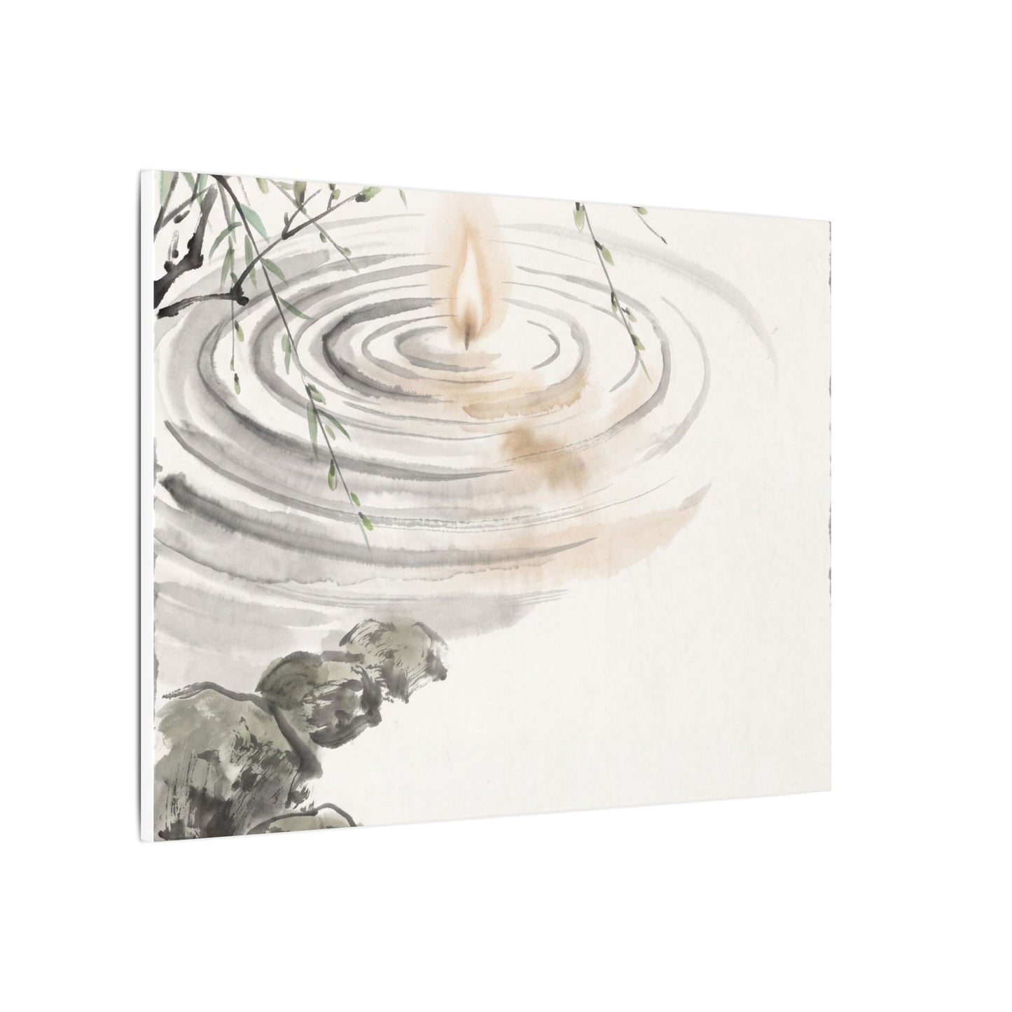 Water Ripple Sumi E Canvas Art | Tranquil Zen Art