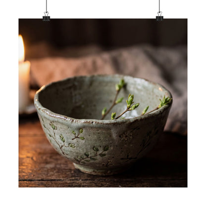 Ceramic Bowl Wall Art Print | Spring Japandi Japanese Pattern Art