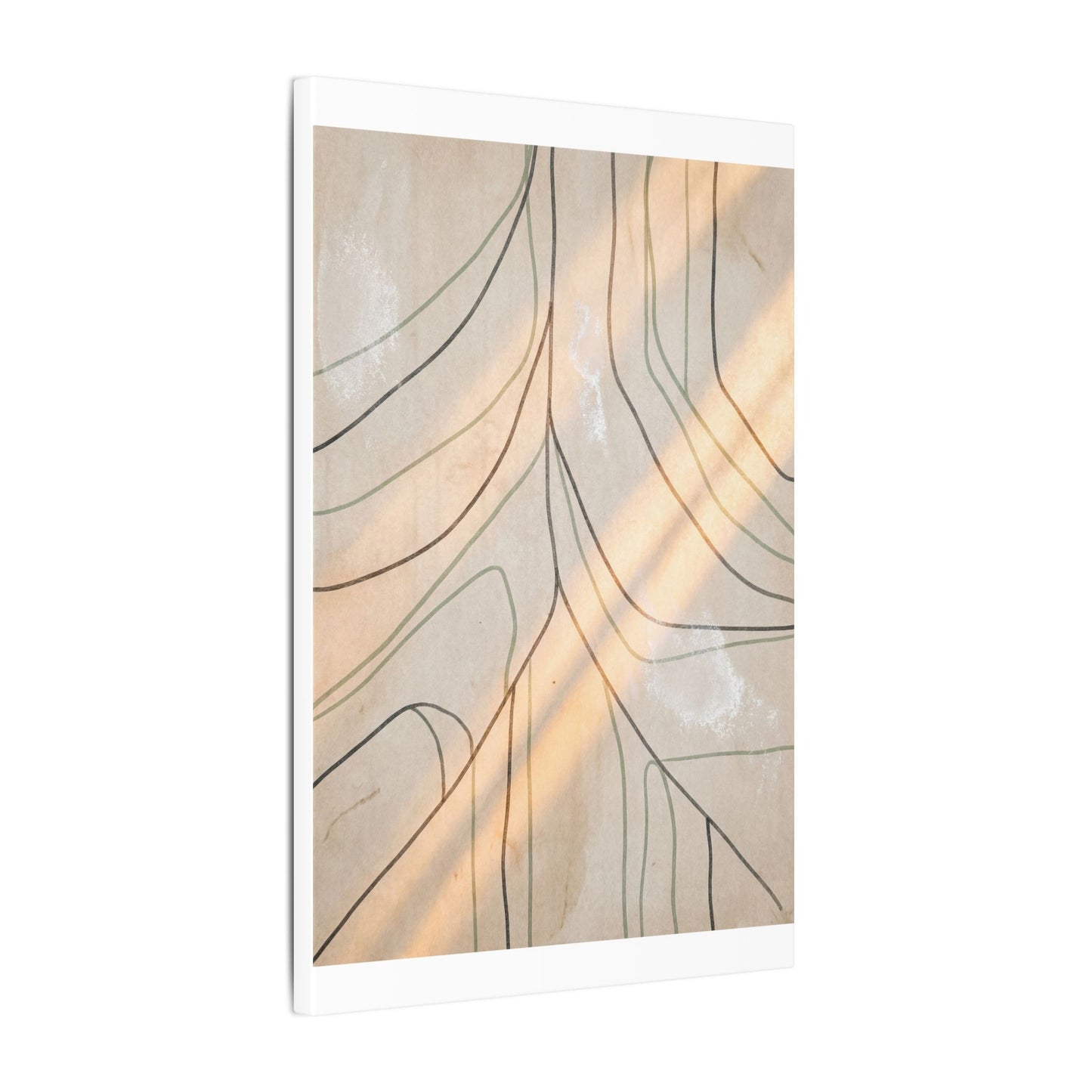 Shoji Screen Minimal Line Canvas Art | Warm Japandi Art