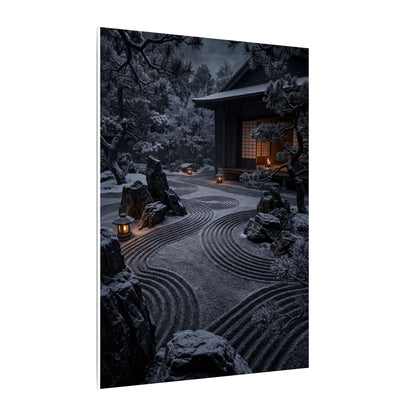 Candlelight Rock Garden Canvas Art - Dark Japandi Fukinsei