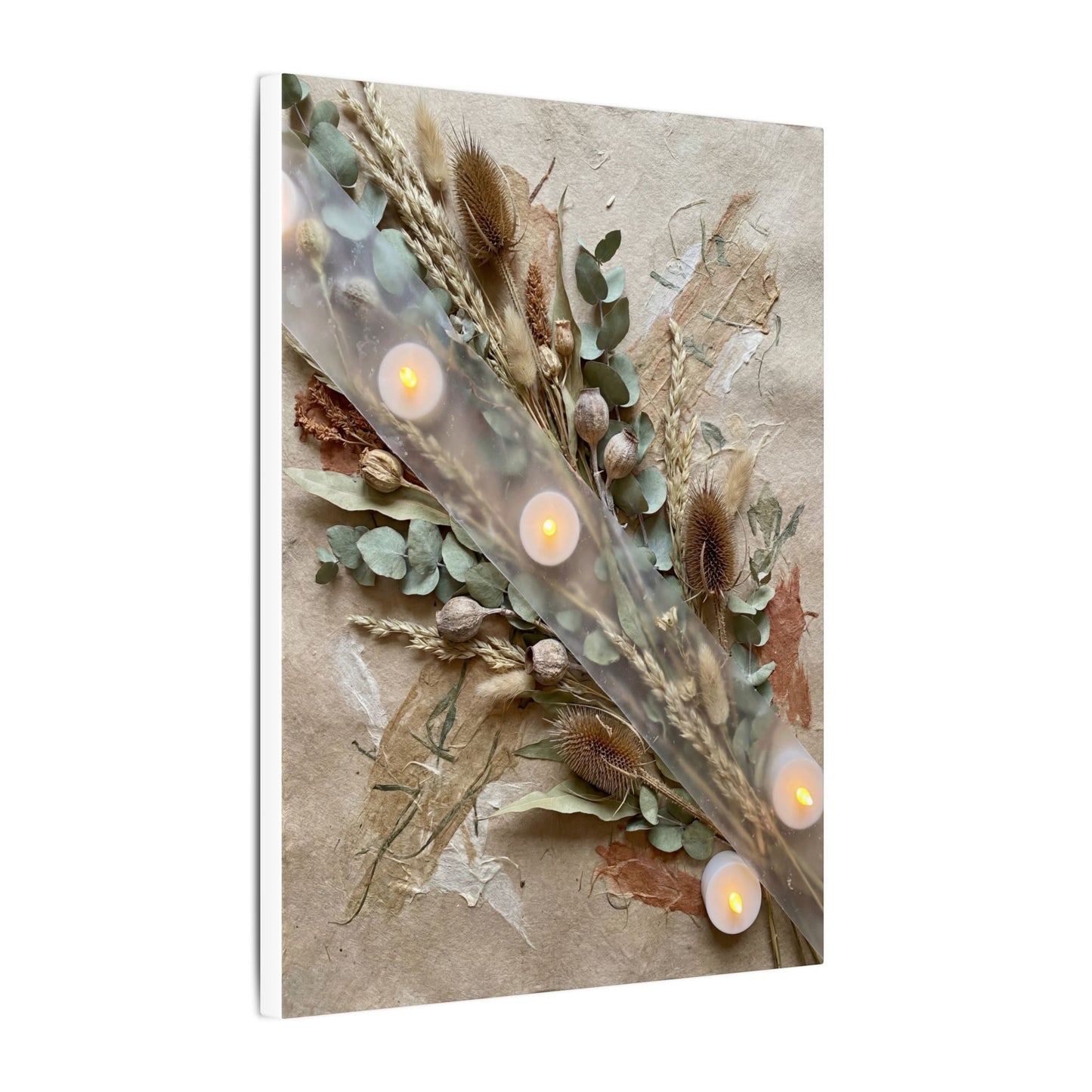 Candlelight Dried Flowers Canvas Art - Japandi Kanso