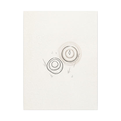 River Stones Canvas Art | Winter Japandi Minimal Line Art