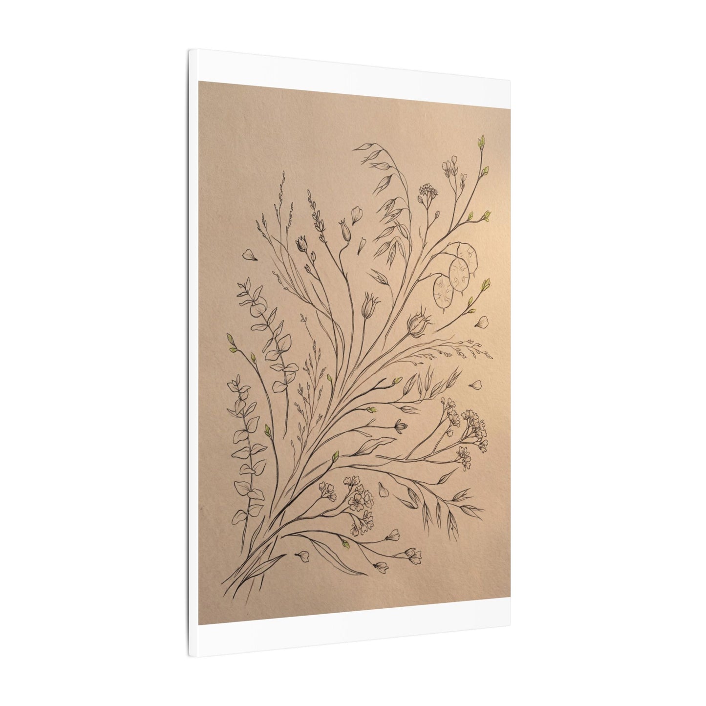 Dried Flowers Canvas Art | Spring Japandi Minimal Line Art