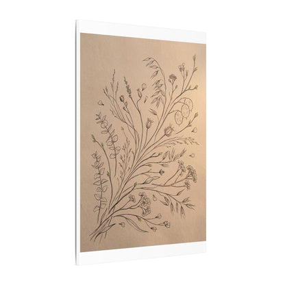 Dried Flowers Canvas Art | Spring Japandi Minimal Line Art
