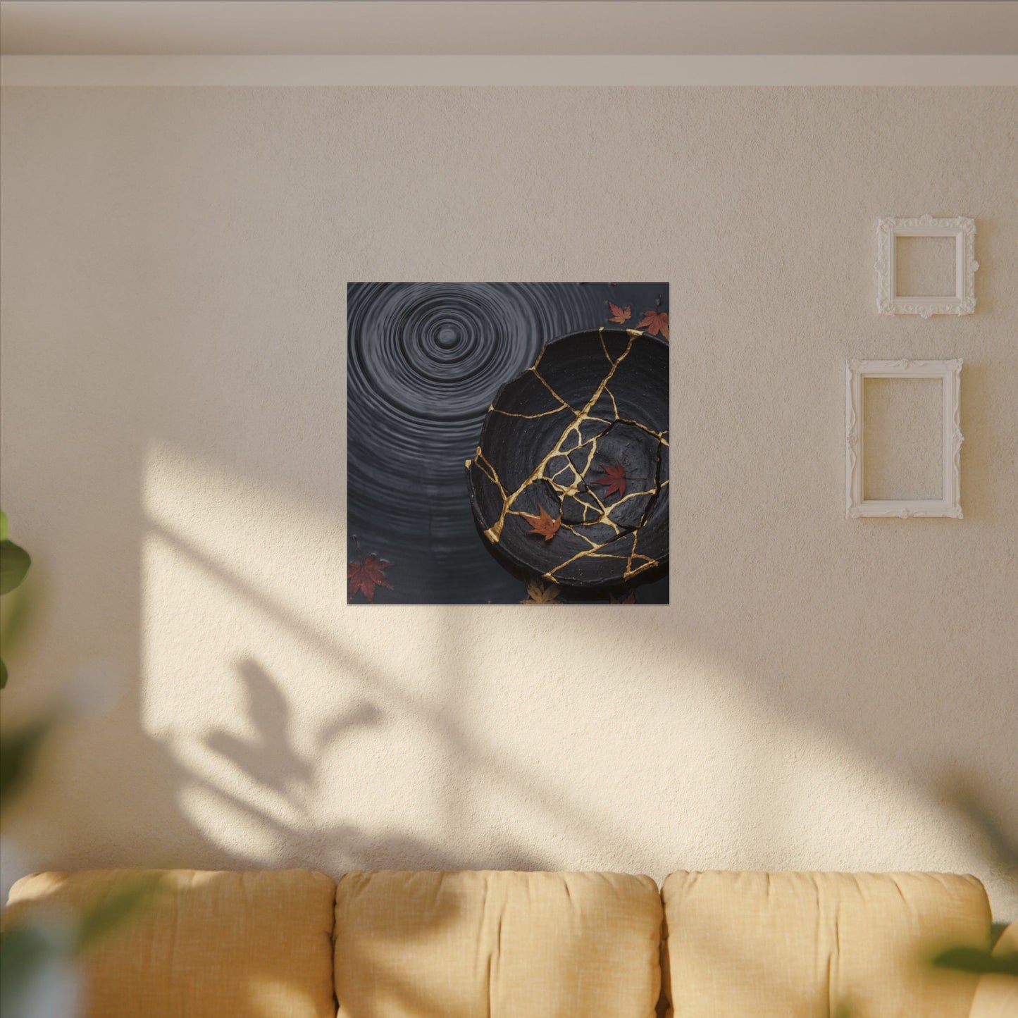 Philosophical Water Ripple Canvas Art - Gold Repair Kintsugi