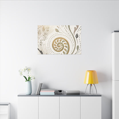 Japandi Fern Unfurling in Golden Hour | Japanese Pattern Canvas Art