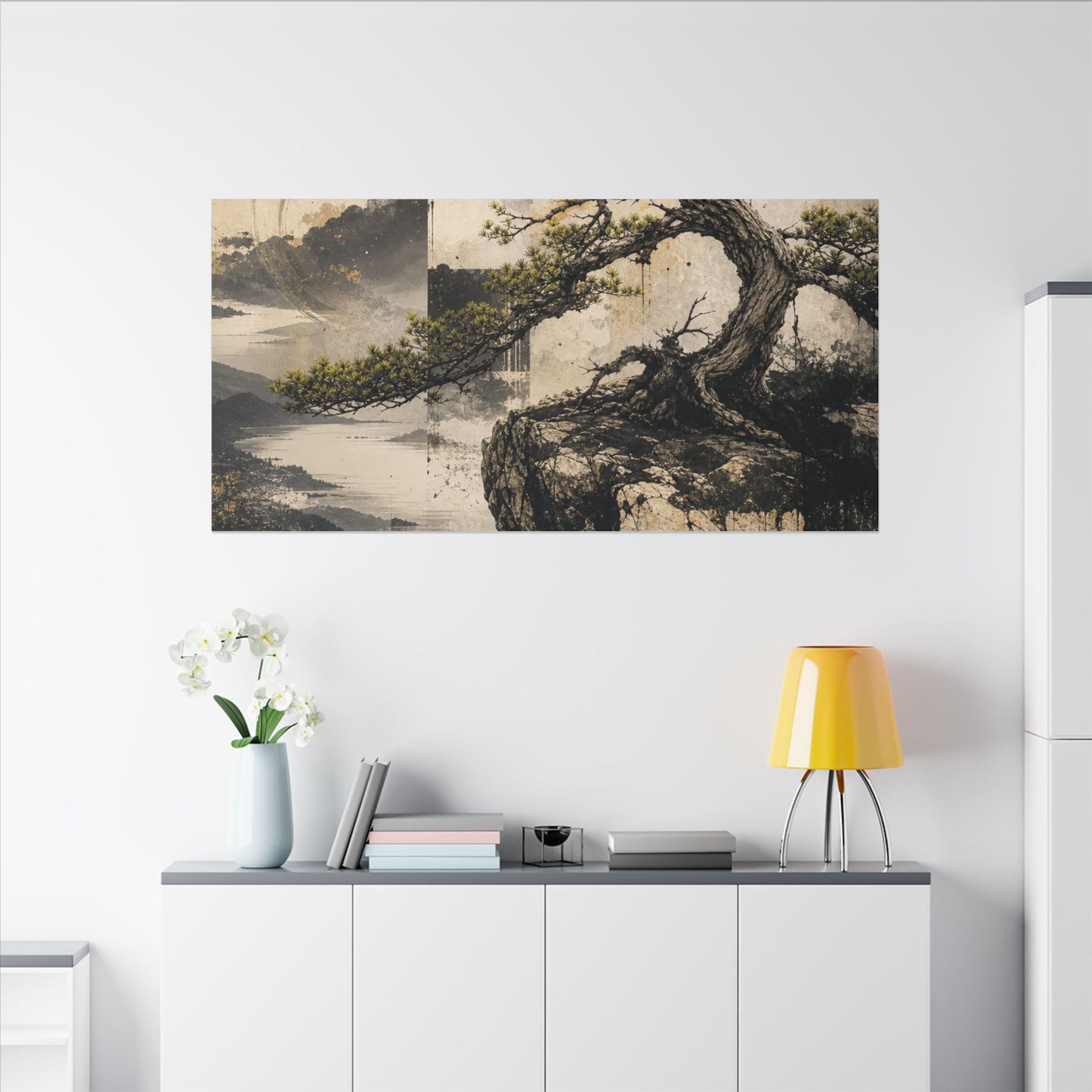 Golden Hour Pine Tree Canvas Art - Japandi Datsuzoku