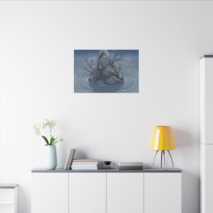 Spring Rock Garden Ukiyo E Inspired Canvas Art | Tranquil Decor