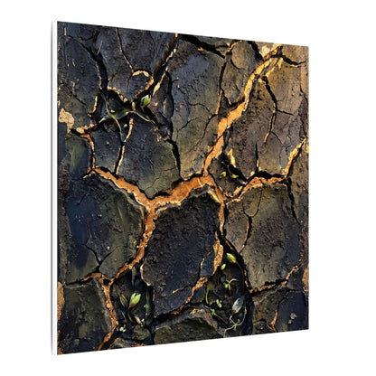 Cracked Earth Spring Canvas Art | Dark Japandi Atmospheric Design