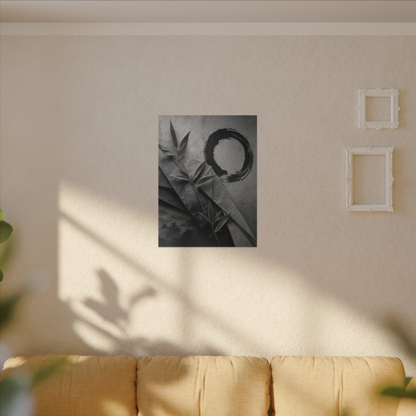 Winter Paper Fold Enso Canvas Art | Serene Decor