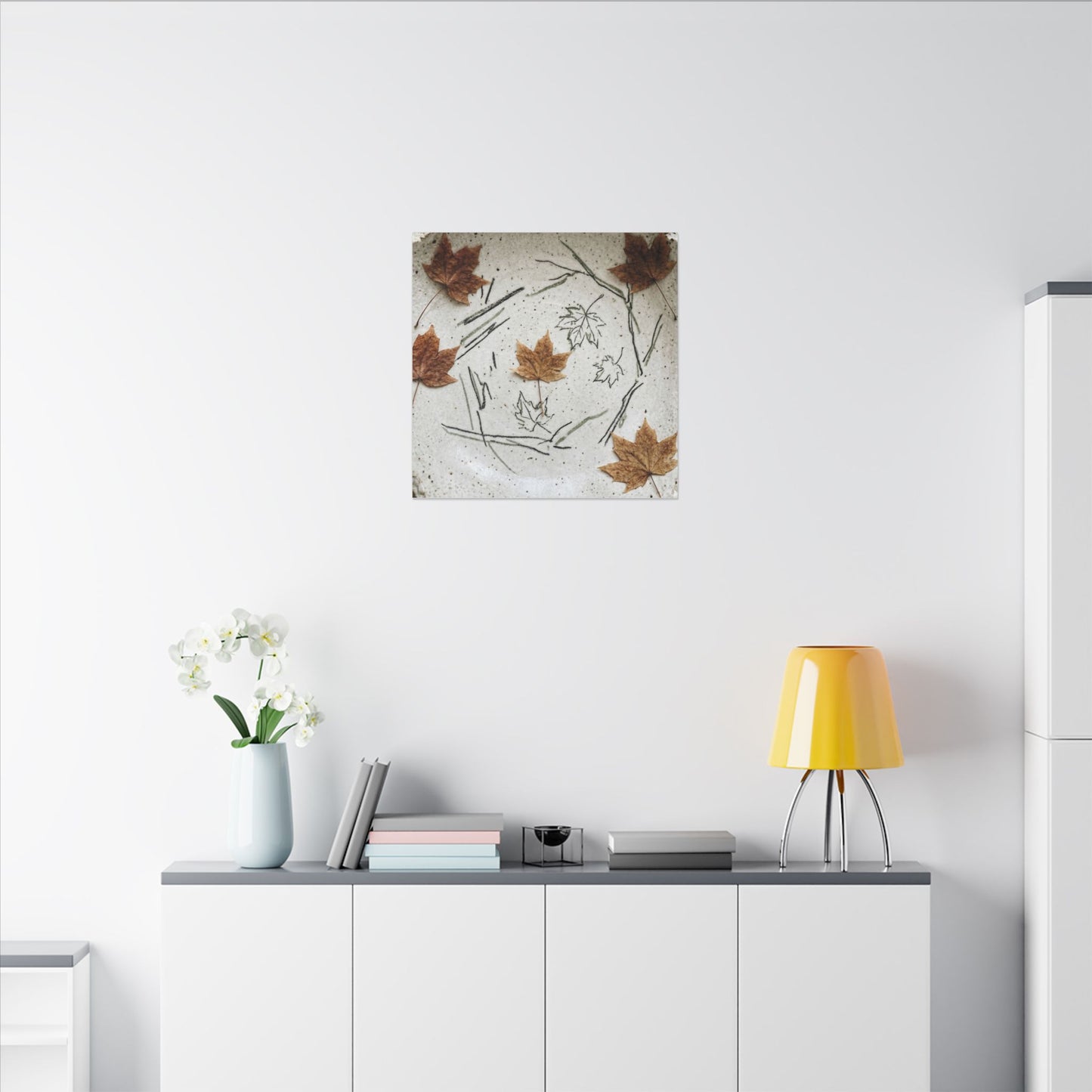 Ceramic Bowl Autumn Canvas Art | Japandi Elegant Design