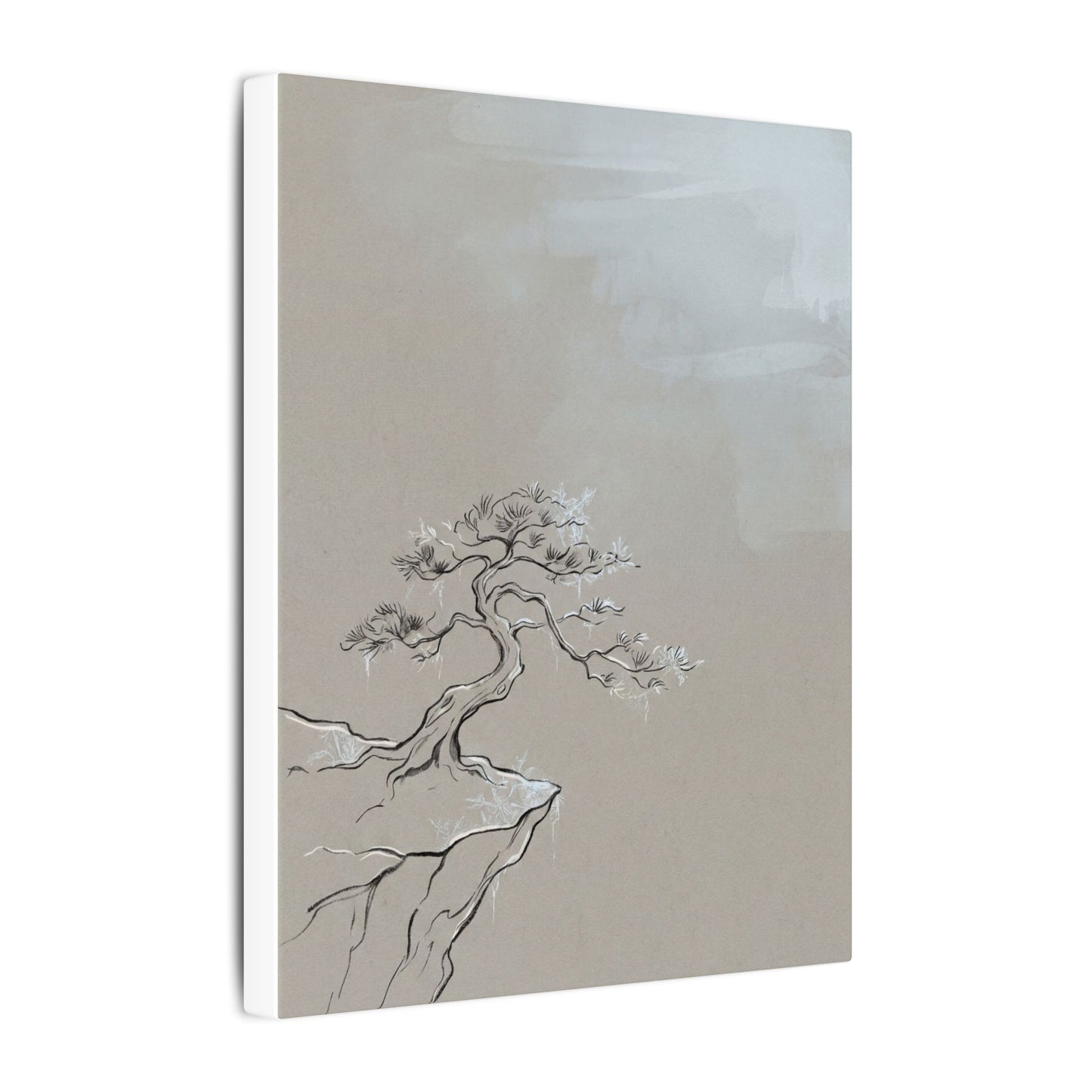 Pine Tree Minimal Line Canvas Art | Warm Japandi Art