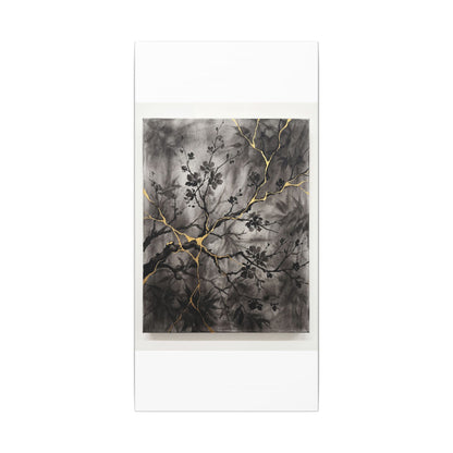 Kanso Cherry Blossom Canvas Art - Kintsugi Crackle Gold