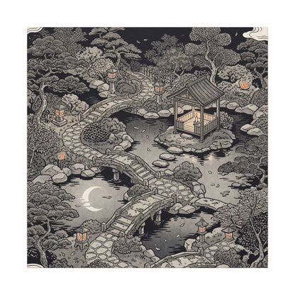 Moonlit Garden Ukiyo E Inspired Canvas Art | Serene Zen Art