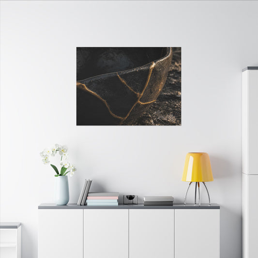 Ceramic Bowl Canvas Art | Winter Kintsugi Broken Beauty Art