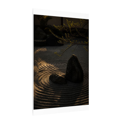 Ma Rock Garden Canvas Art - Dark Japandi Shadow Zen